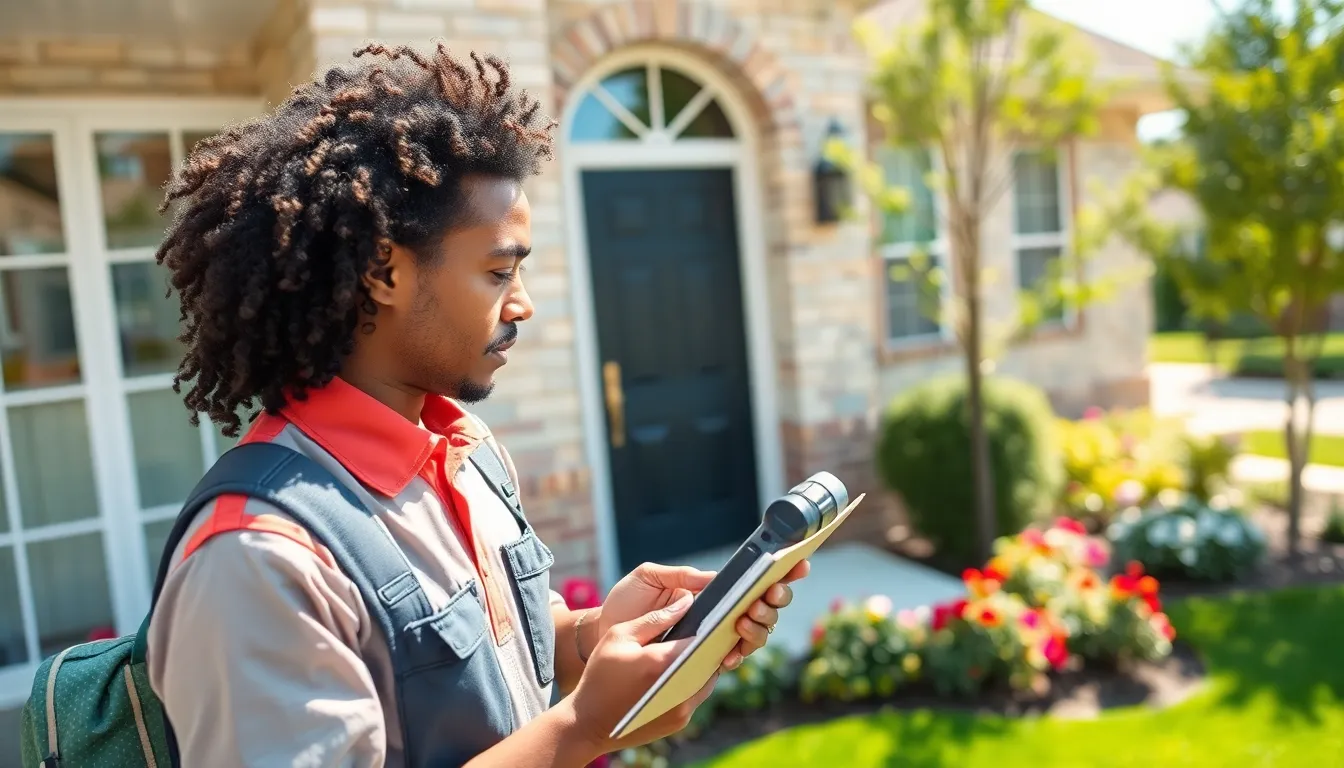 Pest control technician inspecting a home in Frisco, Texas.